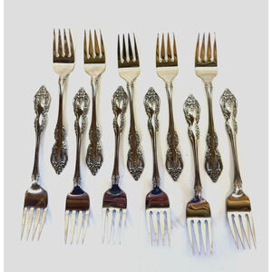 11-Oneida  BRAHMS Stainless Glossy Salad Fork Flatware-Set of 11-1960's
